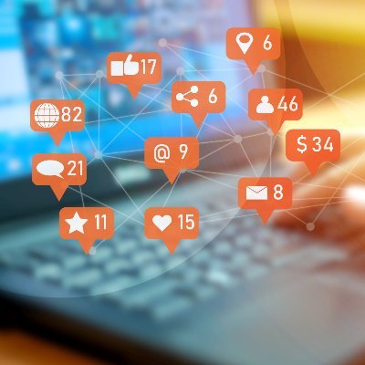 Imagen de distintas íconos de notificaciones de redes sociales.