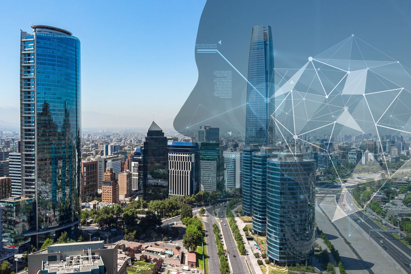 Cara de Inteligencia Artificial sobre edificios de Chile